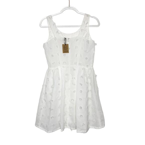 MOLLY BRACKEN Sleeveless Mini Dress Fit & Flare Textured Polka Dot White Size S - Picture 3 of 9